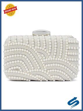 Pearl Crystal Clutch Evening Bag Formal Wedding Handbag with Chain